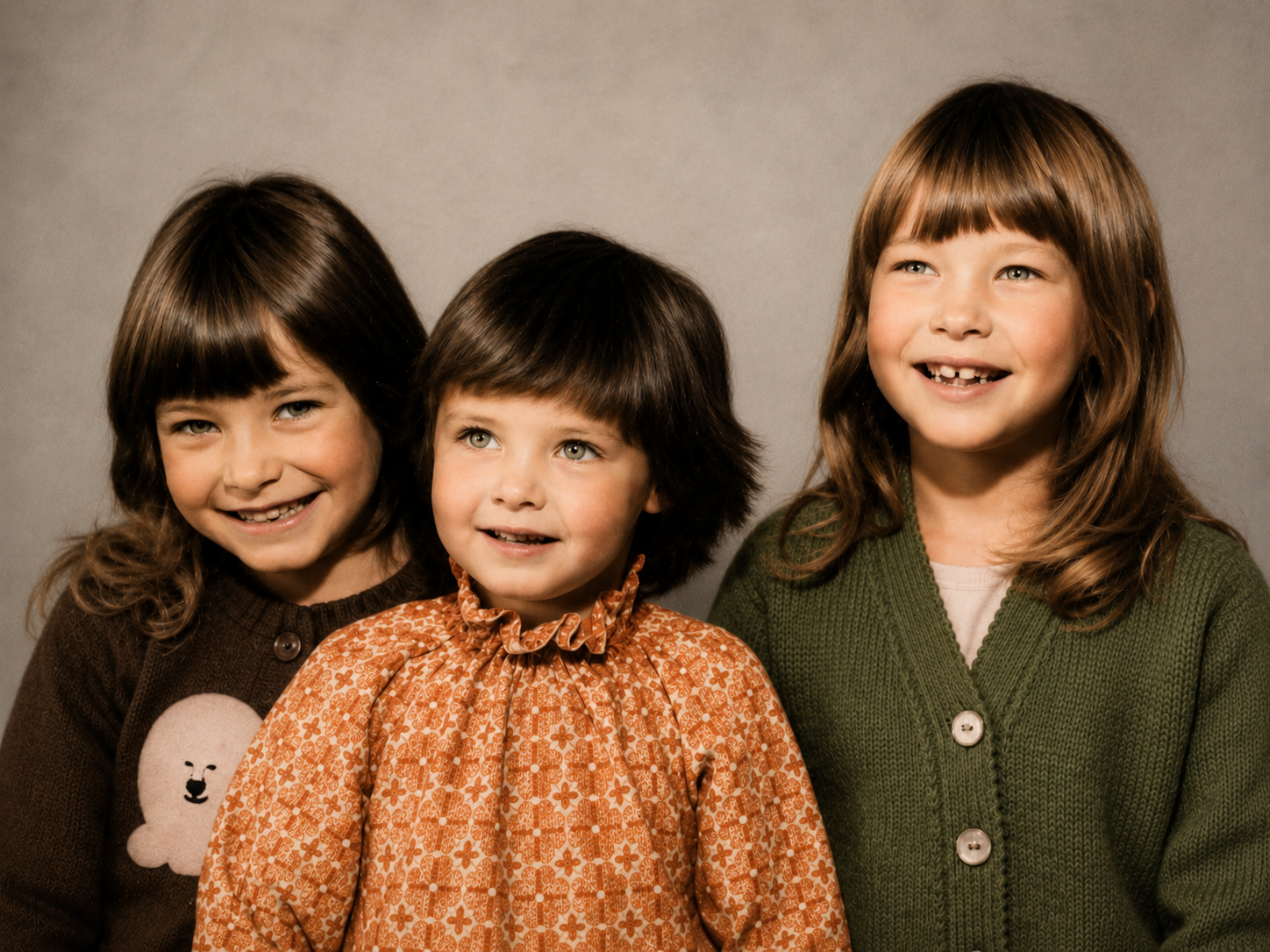 Three sisters studio portrait — after restoration