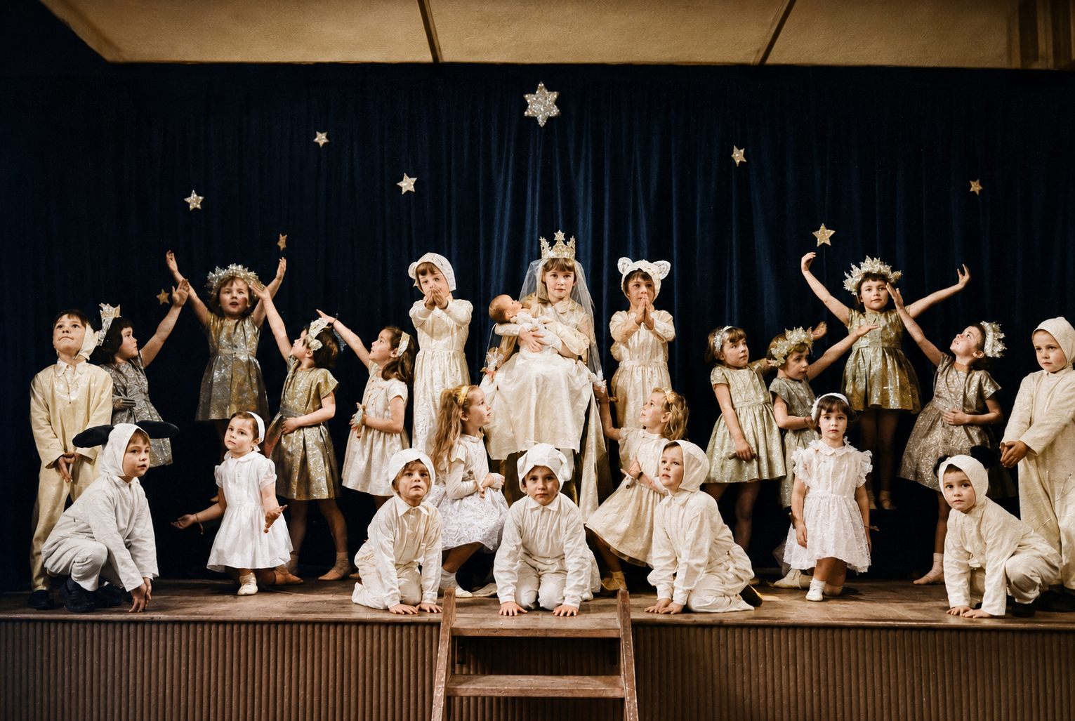 Children's nativity performance — after restoration